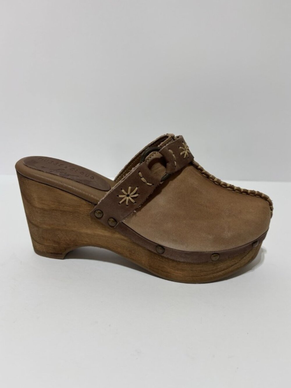 Musse & Cloud Women’s Evita Brown Leather Clogs, Size US 7 M, EUR 38
